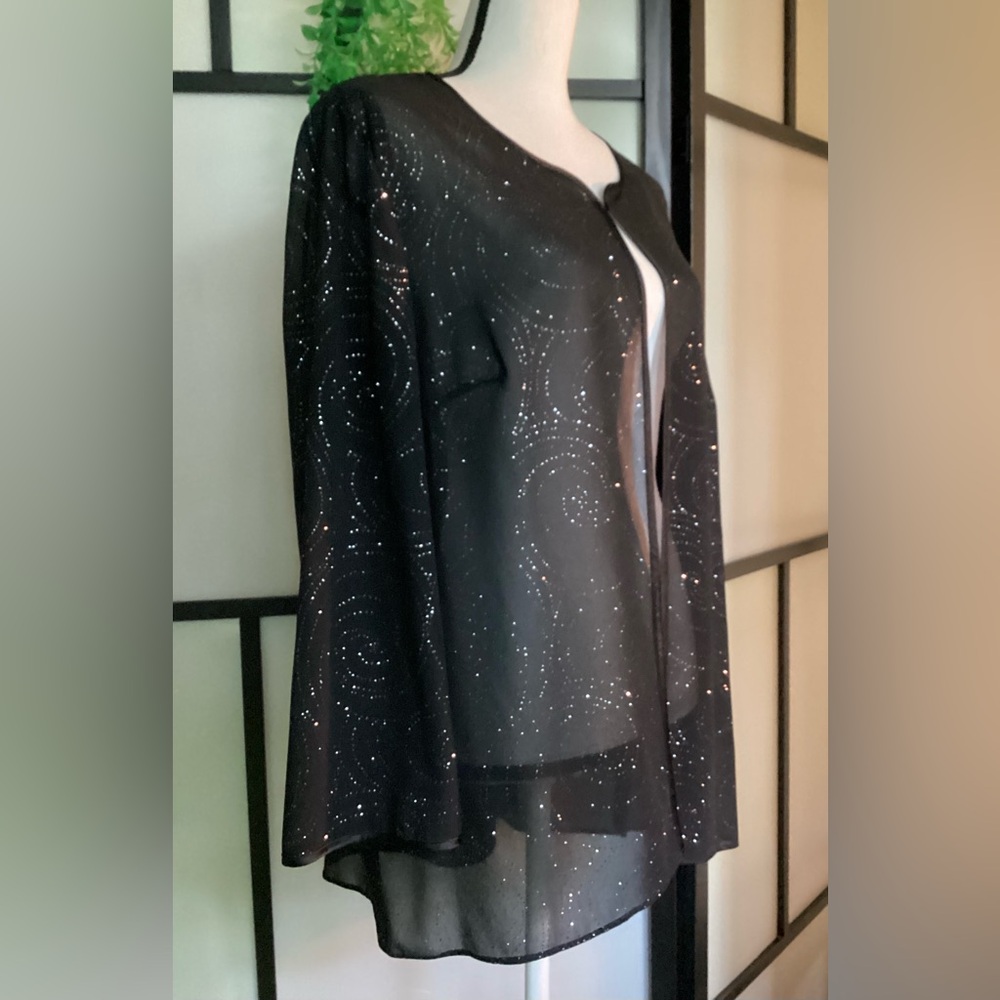 Dana Kay black glittery light jacket/cardigan. Size M/L